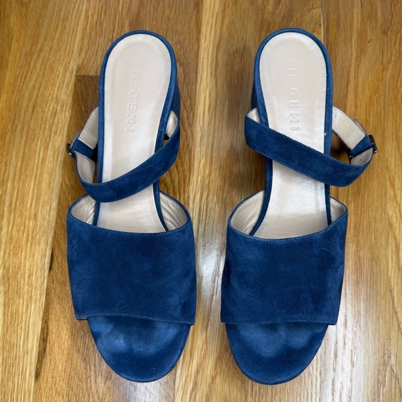 M. Gemi Navy Suede Platform Sandals - Handmade in Italy - Size 40 - Picture 2 of 7